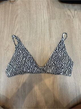 RVCA Black and White Zebra Triangle Bikini Top
